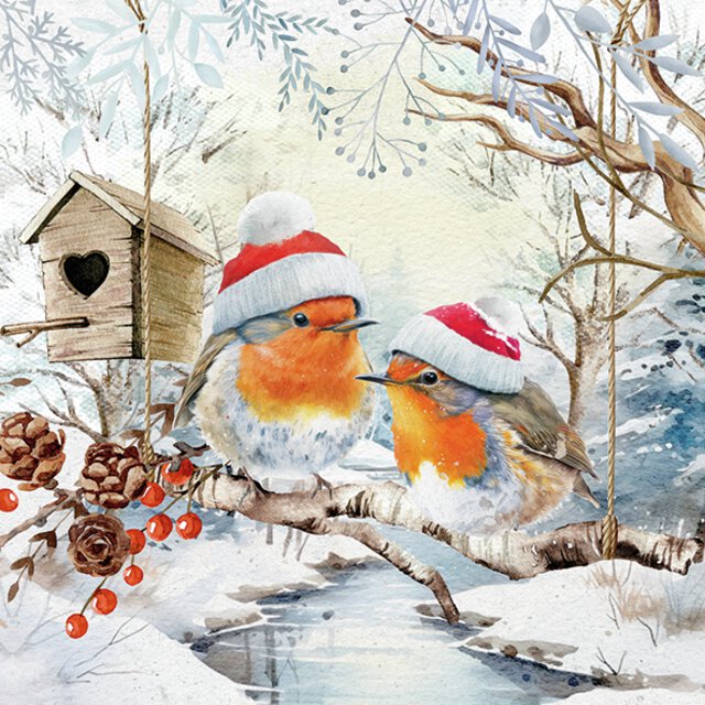 SERVIETTER - ROBINS IN WINTERLAND