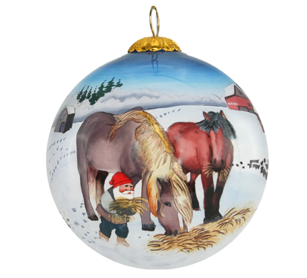 JULEKULE - HÅNDMALT - NISSER OG TO HESTER