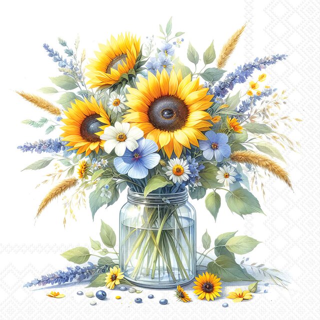 SERVIETTER - SUNFLOWERS IN JAR