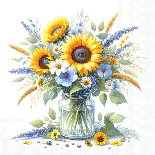 SERVIETTER - SUNFLOWERS IN JAR